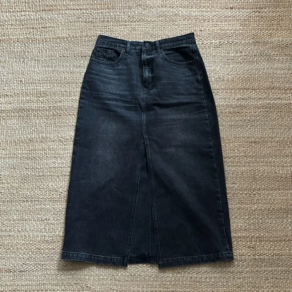 NWOT La Ligne Kate Skirt, high waist black denim, size 29 - Picture 3 of 6